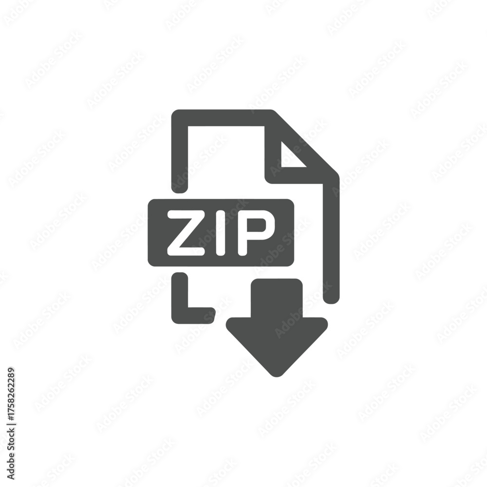 Minimalist vector icon design of a downloadable zip file illustration ...
