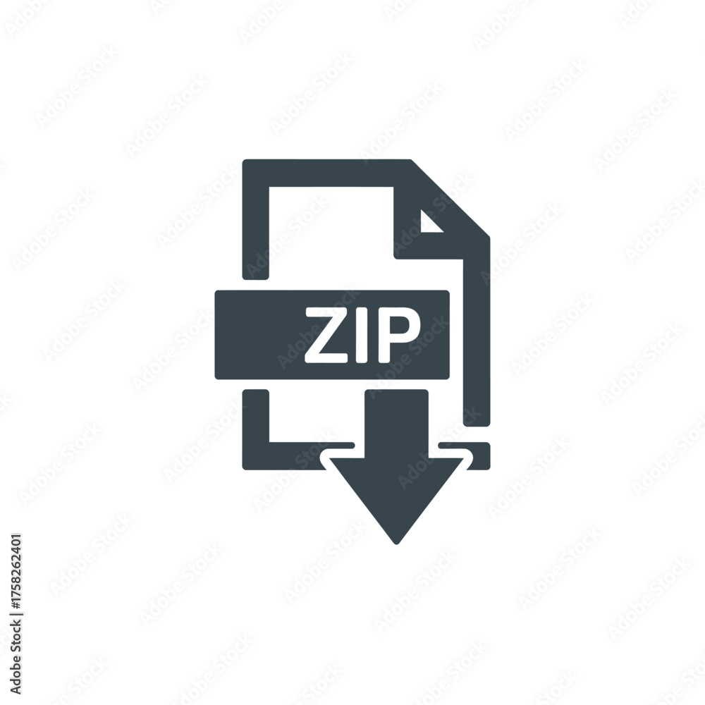 Minimalist zip file icon vector graphic downloadable illustration ...