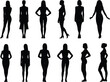 © MdNajmul - Female silhouettes collection, elegant woman poses, fashion model outlines, body posture illustration, beauty figure concepts, standing pose design