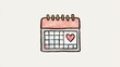 © Halina - Watercolor calendar icon with red heart symbol hand drawn illustration for love date and romantic reminder