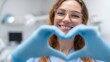 © Snowstudio - Dentist woman smiling and making heart shape with gloved hands in clinic