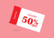 © Mian - 50% off voucher coupon ticket for promotion and discount sale, discount voucher template