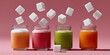 © wpw - artistic composition showing smoothie jars with sugar cubes floating above, symbolizing hidden sugar danger