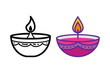 © mdlikhonislam2x - Two decorative diya lamps one outlined one colored showing traditional design