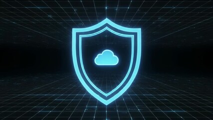 A glossy, blue shield icon on a dark background represents security, protection, and a safe design element