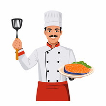 Chef Toque Image Chef Holding a Large Red Pot | Public domain vectors