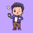© catalyststuff - Cute Man Drinking Coffee Cartoon