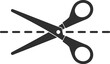 © vector - Vector illustration of scissors cutting a dashed line scalable eps graphic design for cut here mark silhouette vector illustration white background