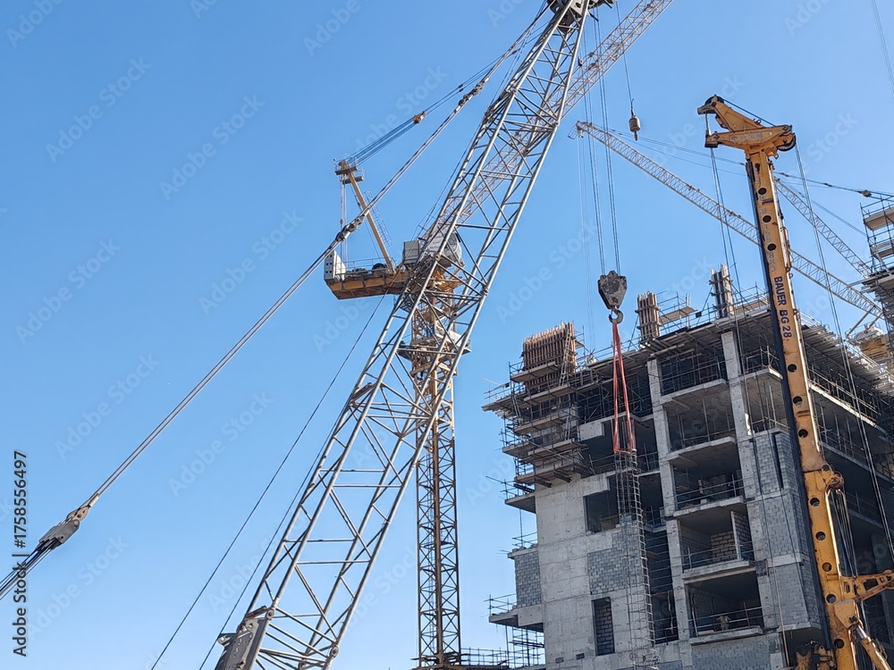 Drilling machine and a piling machine are installed on the construction ...