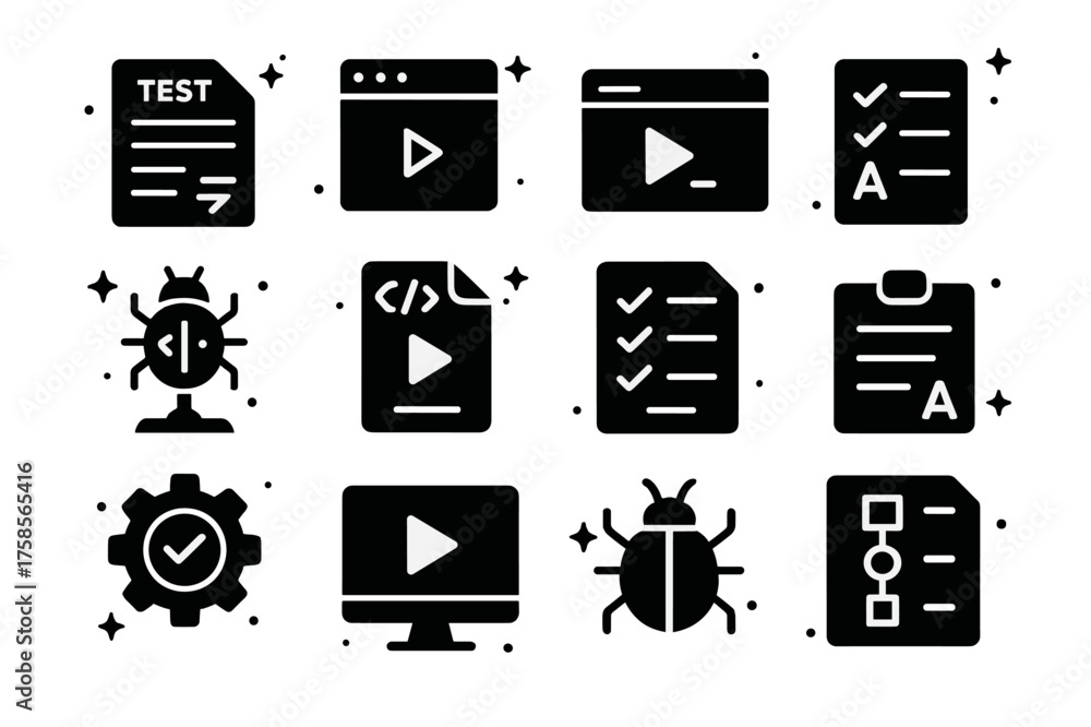 Running Unit Tests Icons. Running Unit Tests. Solid icons set of ...