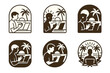 © Влада Яковенко - Tropical Freelancer Logo Variations. Freelancer working from a tropical location. Set Logo of Freelancer working from a tropical location: Tablet mid