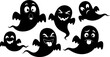 © Salma - Spooky ghost family floating illustration vector scalable eps icon for halloween silhouette White background