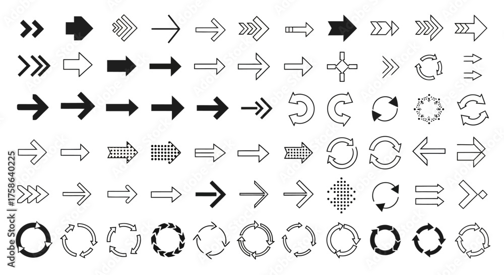 Variety of Arrow Designs Black and White Vector Pack for Graphic Design ...