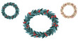 © markusmiller - Festive holiday wreaths with evergreen leaves and red berries in elegant design