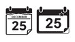 © VectorVibe - December twenty-five calendar page silhouette with bold numeral and star notch, clean black countdown date for advent schedules and holiday reminders