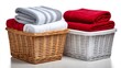 © kardaska - Clean laundered towels stack in two baskets