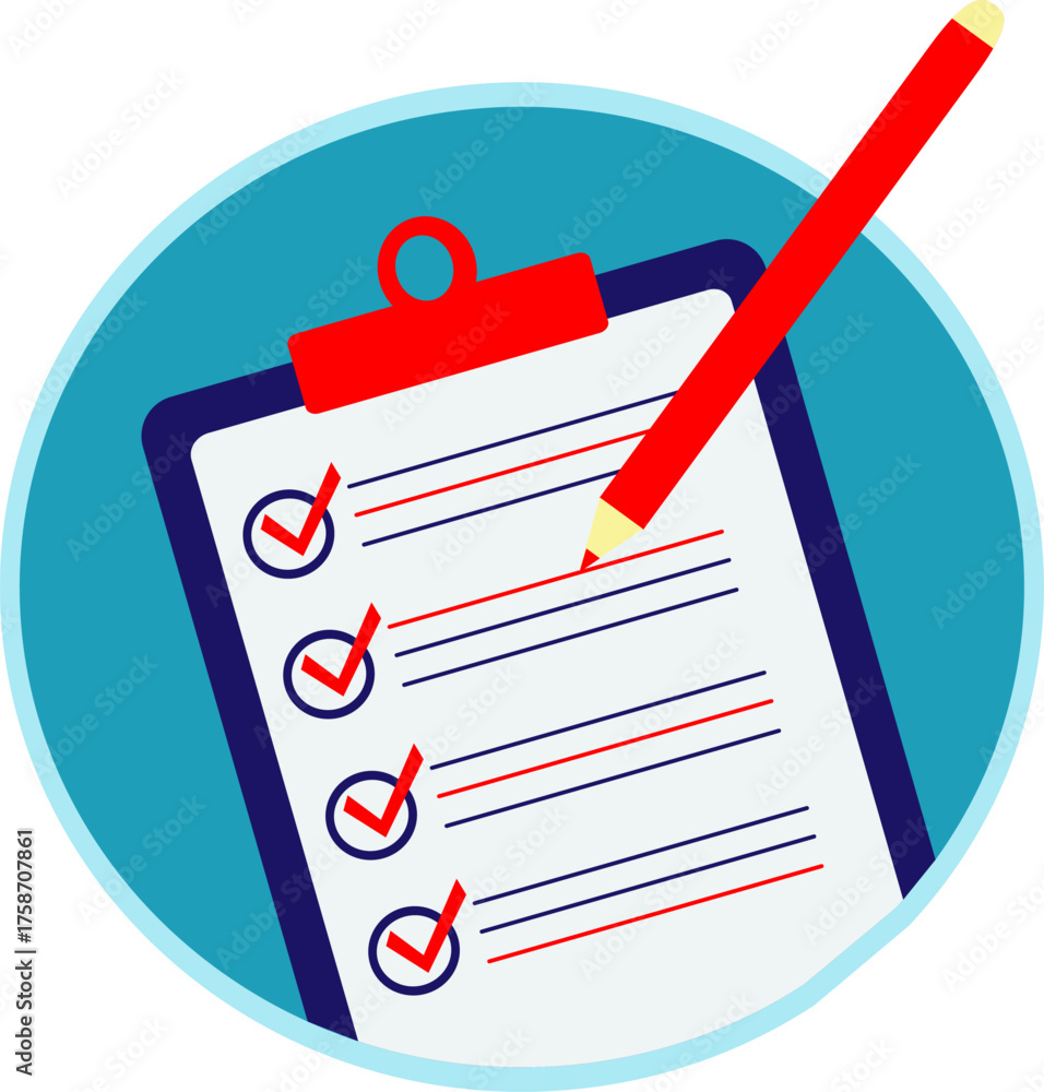 Checklist Icon. Clipboard with Checklist and a pencil. Checklist logo ...