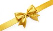 © Mushahid - decorative shiny gift yellow ribbon with tied bow design element straight lying isolated on white background