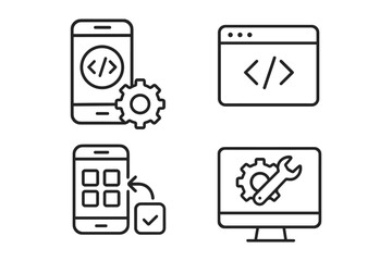 Web and mobile development icons for programming and software tools