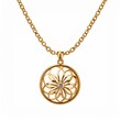 © Pure Imagination - Elegant Gold Pendant Necklace with Intricate Floral Design on White