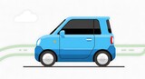 Compact Blue Car Illustration - Urban Transportation and Automotive Design.