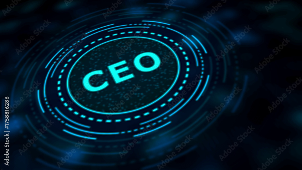 Chief Executive Officer CEO concept with glowing blue digital interface ...