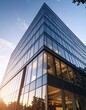 © Stefan Schurr - Modern building reflecting light at dusk. Abstract Futuristic Business Background