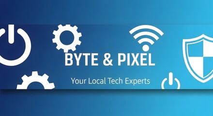 Byte and Pixel Tech Experts Logo Graphic Digital Solutions Banner Design