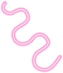 Wall Mural - Irregular neon line with a dynamic random curvature and flowing abstract movement.