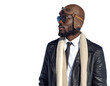 © Falconn Std - Stylish African American man in vintage aviator gear looking sideways.