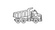 © wong - Outlined Dump Truck Illustration with Raised Bed and Wheels.