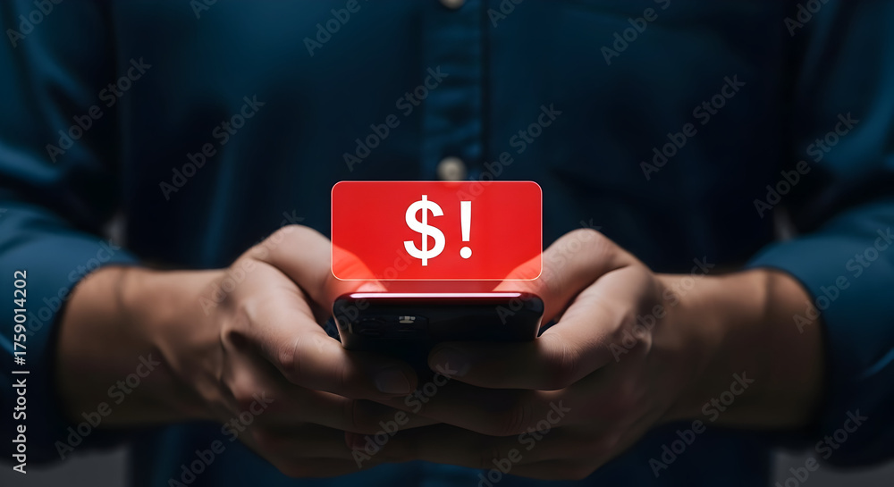 Financial Notification Alert on Phone: Mobile Money Scam Warning and ...