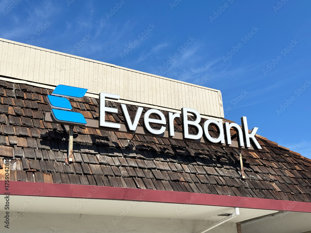EverBank logo and sign on branch building California, United States ...