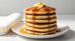© Daily Mockups - Indulge in a delightful pancake stack drizzled with syrup, perfect for a delicious breakfast or brunch treat, ready to eat and enjoy now