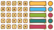 © Gill - Set of colorful game interface buttons and icons with wooden frames isolated on transparent background