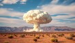 © nuntalee - Close-up view of a mushroom cloud rising from a desert landscape ,   impact,   hazard