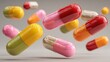 © BANDERSOUL - 3D flying antibiotic capsules, bright and colorful