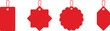 © Unrivalled Styles - Set of red ribbon isolated background. Discount labels, price tag abs sale labels.