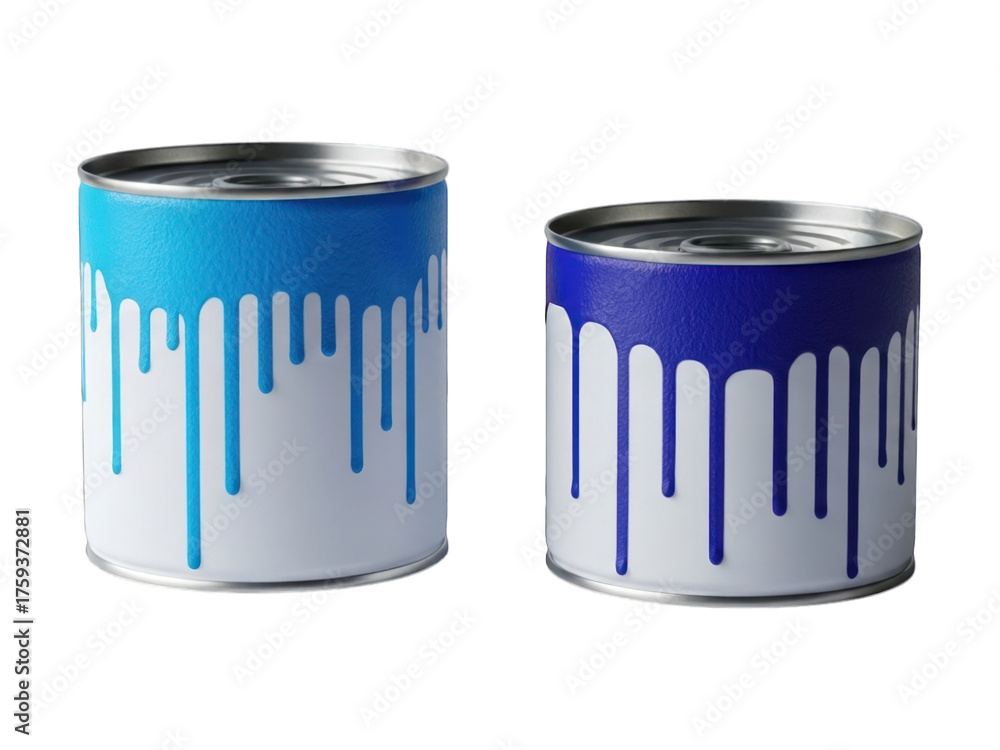 Two paint cans with drips of blue paint over white Stock Photo | Adobe ...
