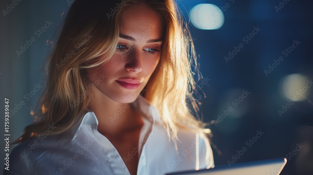 Blonde woman with long hair poses for portrait close up shows woman s ...