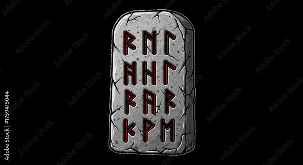 Viking rune stone illustration for nordic history and ancient alphabet ...