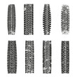 © Luther - A collection of various tire tread patterns on a white background.
