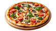 © JOHIRUL - Delicious Pizza Topping Tomato Mozzarella Basil Olives Round Fresh Baked