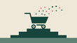 © Shahid - A shopping cart on steps with squares floating out of it in a minimalist style illustration