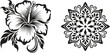 © Shejoti59 - Boldly blooming hibiscus tattoo design paired with an intricate mandala stencil in clean vector art