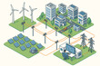 © Дар'я Солтис - Powergrid power center smart illustration cutaway vector city connected grid powered renewable