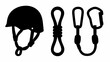 © CreativeFlow Stock - Essential climbing gear essentials ready for adventure like a helmet, rope and carabiners for mountain climbers