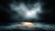 © NingPhattraphorn - Dark, atmospheric background with smoky mist, bright overhead light, and a wet, reflective floor with a warm yellow glow. Ethereal and dramatic, blurred black background