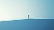 © sambath - A lone figure stands on a vast, empty expanse of light blue, with a subtle shadow cast by the figure on the ground.