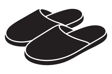Silhouette of casual home slippers icon, simple footwear design isolated on white background illustration
